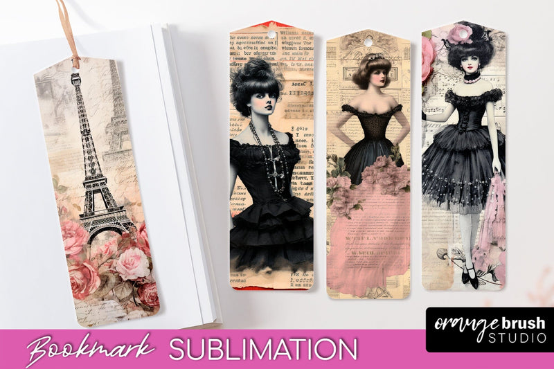Vintage Bookmark Sublimation - Scrapbook Bookmarks 4 PNG Sublimation OrangeBrushStudio 