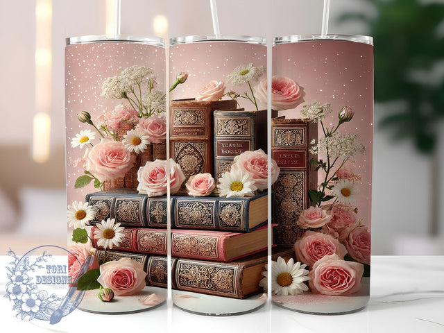 Vintage Books Bibliophile 20oz Tumbler, Book Lover Gift, 20oz Sublimation, Literary Decor, Custom Tumbler Wrap, Reading Gift, Bibliophile Drinkware Sublimation ToriDesigns 