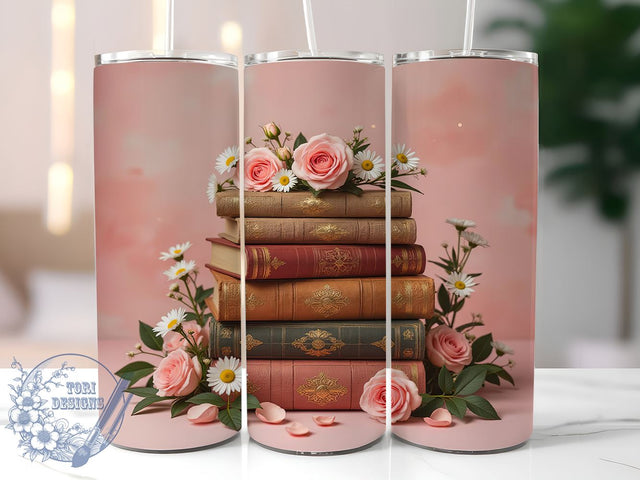 Vintage Books Bibliophile 20oz Tumbler, Book Lover Gift, 20oz Sublimation, Literary Decor, Custom Tumbler Wrap, Reading Gift, Bibliophile Drinkware Sublimation ToriDesigns 