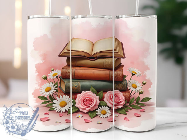 Vintage Books Bibliophile 20oz Tumbler, Book Lover Gift, 20oz Sublimation, Literary Decor, Custom Tumbler Wrap, Reading Gift, Bibliophile Drinkware Sublimation ToriDesigns 