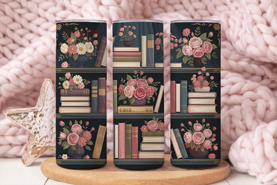 Vintage Books & Flowers 20oz Tumbler Sublimation DesignSVG 