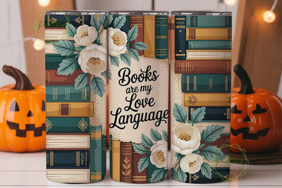 Vintage Books & Flowers 20oz Tumbler Sublimation PixelChick 