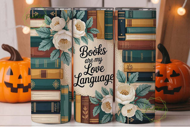 Vintage Books & Flowers 20oz Tumbler Sublimation PixelChick 