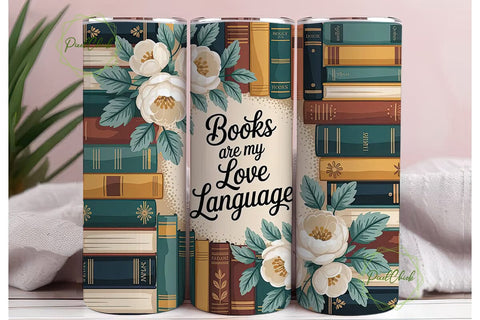 Vintage Books & Flowers 20oz Tumbler Sublimation PixelChick 