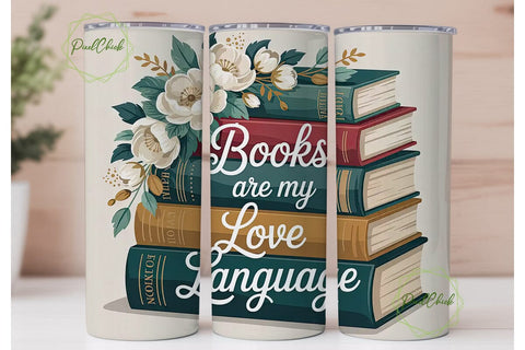 Vintage Books & Flowers 20oz Tumbler Sublimation PixelChick 