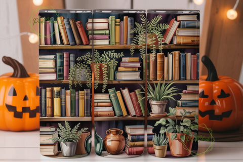 Vintage Bookshelf Plant 20oz Tumbler Sublimation PixelChick 