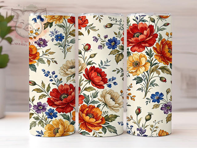 Vintage Botanical Bloom 20oz Tumbler, Botanical Bloom, Vintage Style, Floral Theme, Sublimation Wrap, 20oz Tumbler, Rustic Aesthetic, Nature Design Sublimation Lara' s Designs 
