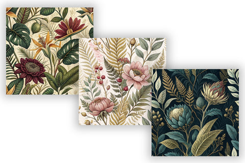 Vintage Botanical Illustration Paper, Seamless Digital Paper Pack, Printable Scrapbook Paper, Antique Floral Design Botanical Bundle Digital Pattern FloridPrintables 