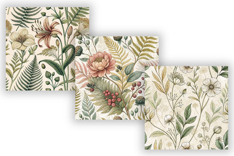 Vintage Botanical Illustration Paper, Seamless Digital Paper Pack, Printable Scrapbook Paper, Antique Floral Design Botanical Bundle Digital Pattern FloridPrintables 