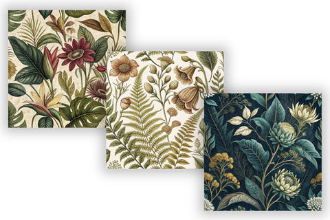 Vintage Botanical Illustration Paper, Seamless Digital Paper Pack, Printable Scrapbook Paper, Antique Floral Design Botanical Bundle Digital Pattern FloridPrintables 