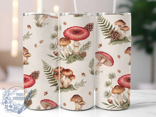Vintage Botanical Mushroom 20oz Tumbler, Botanical Mushroom, Vintage Style, Nature Theme, Sublimation Wrap, 20oz Tumbler, Rustic Aesthetic, Whimsical Design Sublimation ToriDesigns 