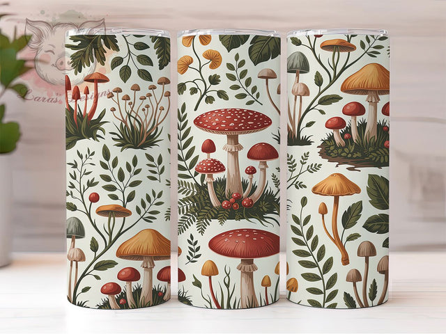 Vintage Botanical Mushroom 20oz Tumbler, Botany Cup Wrap, Botanical Sublimation Design, 20Oz Tumbler Wrap, Rustic Nature Cup, Artistic Mushroom Design, Cottagecore Botanical Tumbler Sublimation Lara' s Designs 