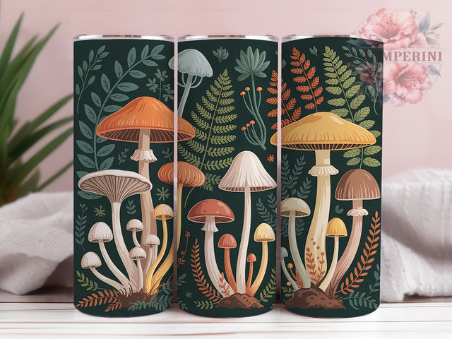 Vintage Botanical Mushroom Tumbler, Botany Mushroom Tumbler, 20oz Tumbler Wrap, Sublimation Design, Nature Lover Gift, Vintage Mushroom Wrap, Botanical Forest Tumbler Sublimation Li Zamperini 