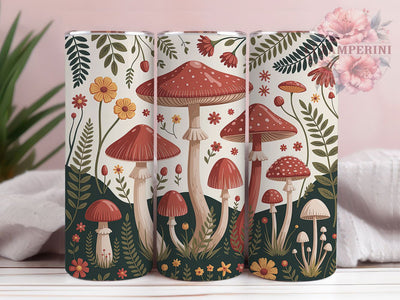 Vintage Botanical Mushroom Tumbler, Vintage Botany Tumbler, Stylish 20oz Wrap, Sublimation Design, Trendy Gift Idea, Rustic Mushroom Wrap, Botanical Floral Tumbler Sublimation Li Zamperini 
