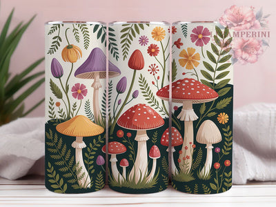 Vintage Botanical Mushroom Tumbler, Vintage Botany Tumbler, Stylish 20oz Wrap, Sublimation Design, Trendy Gift Idea, Rustic Mushroom Wrap, Botanical Floral Tumbler Sublimation Li Zamperini 