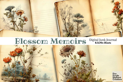 Vintage Botany | Junk Journal Pages Digital Pattern Fine Purple Elephant Creations 