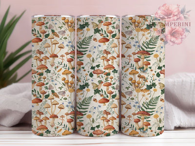 Vintage Botany Mushroom 20oz Tumbler, Botanical Mushroom, Forest Design, Nature Theme, Retro Botanical, Skinny Tumbler, Sublimation PNG Sublimation Li Zamperini 