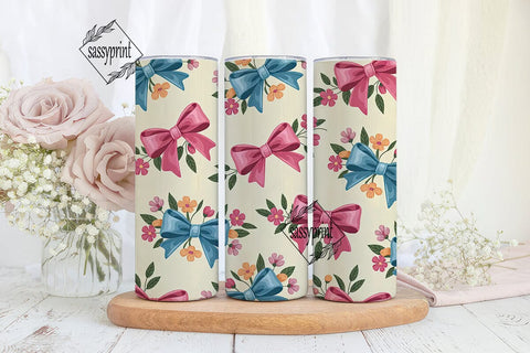 Vintage Bows & Flowers 20oz Tumbler Wrap Sublimation sassyprint 