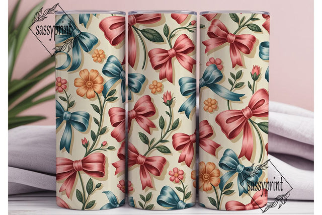 Vintage Bows & Flowers 20oz Tumbler Wrap Sublimation sassyprint 