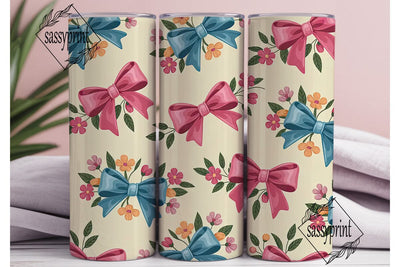 Vintage Bows & Flowers 20oz Tumbler Wrap Sublimation sassyprint 