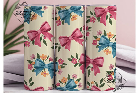 Vintage Bows & Flowers 20oz Tumbler Wrap Sublimation sassyprint 