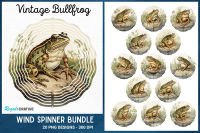 Vintage Bullfrog Wind Spinner Sublimation Regulrcrative 
