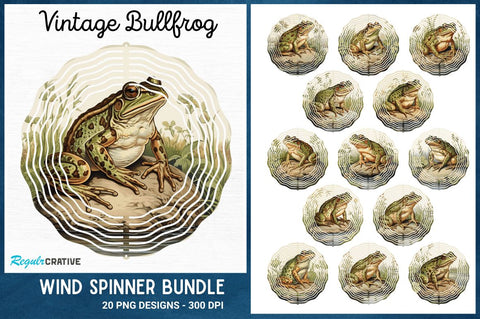 Vintage Bullfrog Wind Spinner Sublimation Regulrcrative 