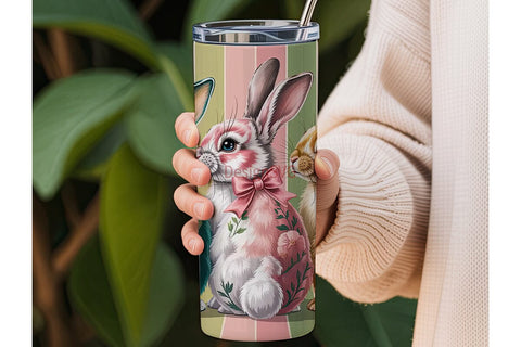Vintage Bunny Trio 20oz Tumbler Wrap Sublimation DesignSVG 