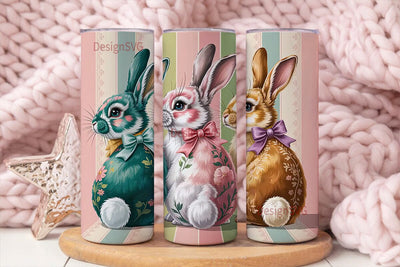 Vintage Bunny Trio 20oz Tumbler Wrap Sublimation DesignSVG 