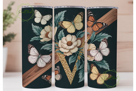 Vintage Butterfly Floral 20oz Tumbler Sublimation PixelChick 