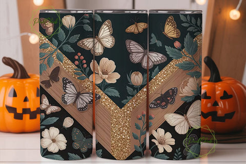Vintage Butterfly Floral 20oz Tumbler Sublimation PixelChick 