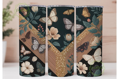 Vintage Butterfly Floral 20oz Tumbler Sublimation PixelChick 