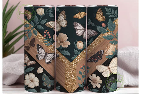 Vintage Butterfly Floral 20oz Tumbler Sublimation PixelChick 