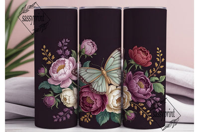 Vintage Butterfly Floral 20oz Tumbler Sublimation sassyprint 