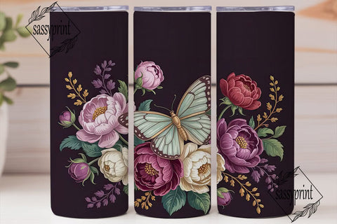 Vintage Butterfly Floral 20oz Tumbler Sublimation sassyprint 