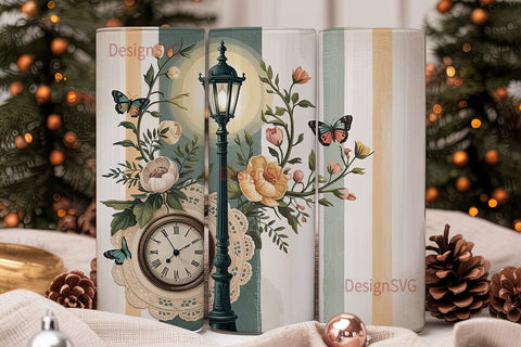 Vintage Butterfly Garden 20oz Tumbler Sublimation DesignSVG 