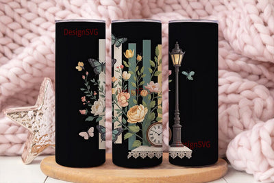 Vintage Butterfly Garden 20oz Tumbler Sublimation DesignSVG 