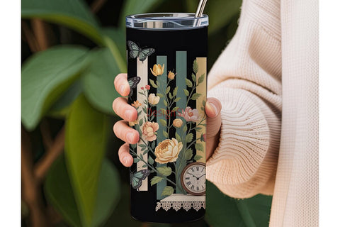 Vintage Butterfly Garden 20oz Tumbler Sublimation DesignSVG 
