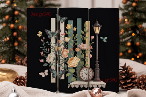 Vintage Butterfly Garden 20oz Tumbler Sublimation DesignSVG 