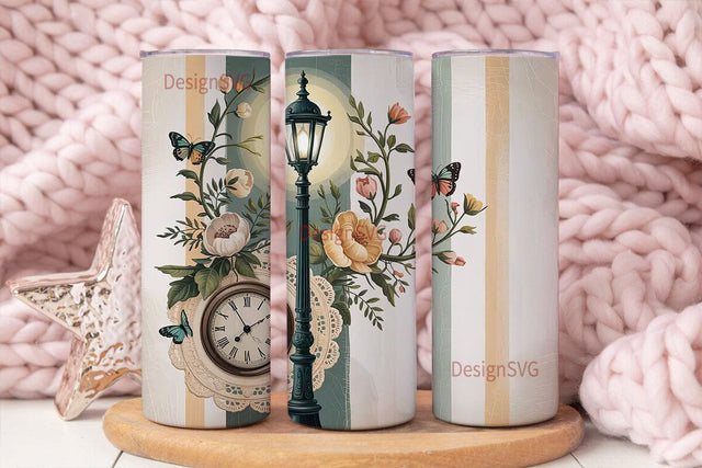 Vintage Butterfly Garden 20oz Tumbler Sublimation DesignSVG 