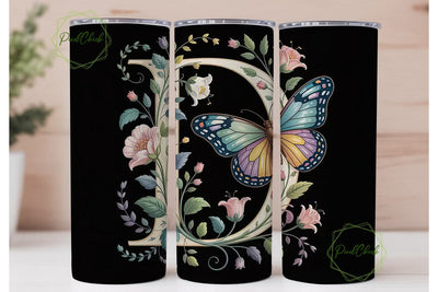 Vintage Butterfly Monogram Tumbler Wrap Sublimation PixelChick 