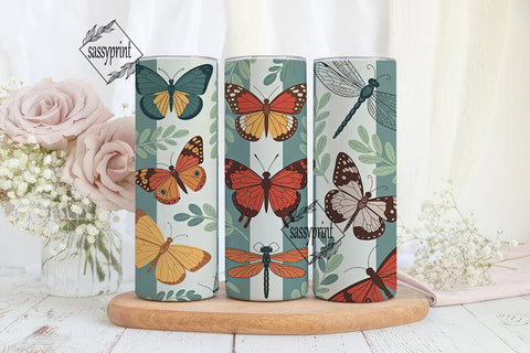 Vintage Butterfly Tumbler Wrap Sublimation sassyprint 