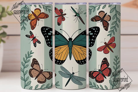Vintage Butterfly Tumbler Wrap Sublimation sassyprint 