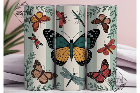 Vintage Butterfly Tumbler Wrap Sublimation sassyprint 