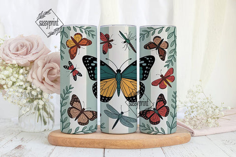 Vintage Butterfly Tumbler Wrap Sublimation sassyprint 