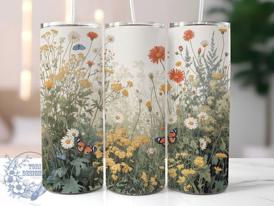 Vintage Butterfly Wildflower Tumbler, Butterfly Wildflower Tumbler, Rustic Botanical Wrap, Artistic Butterfly Wrap, Whimsical Wildflower Wrap, Sublimation Design, Trendy Gift Idea Sublimation ToriDesigns 
