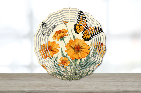 Vintage Calendula Flowers Wind Spinner Bundle Sublimation Regulrcrative 