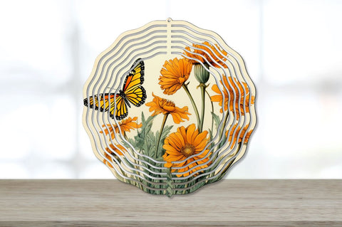 Vintage Calendula Flowers Wind Spinner Bundle Sublimation Regulrcrative 