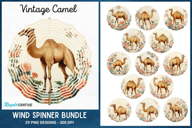 Vintage Camel Wind Spinner Bundle Sublimation Regulrcrative 