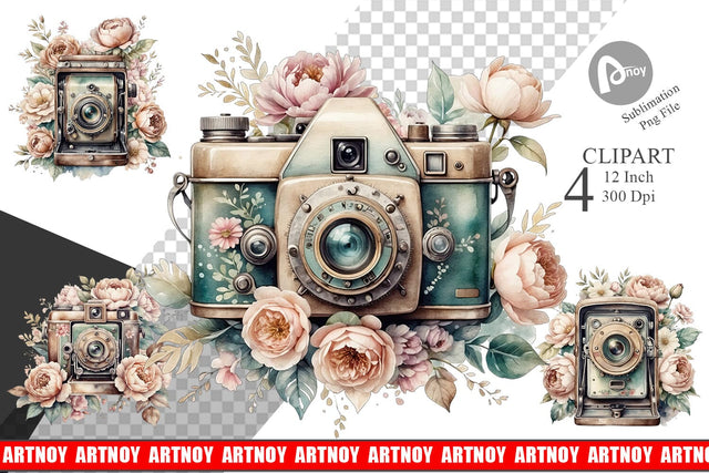 Vintage Camera Clipart Sublimation artnoy 